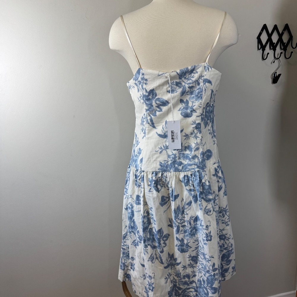 Reformation Annalise Ivory and Blue Floral Midi Dress size 10 - Picture 7 of 12